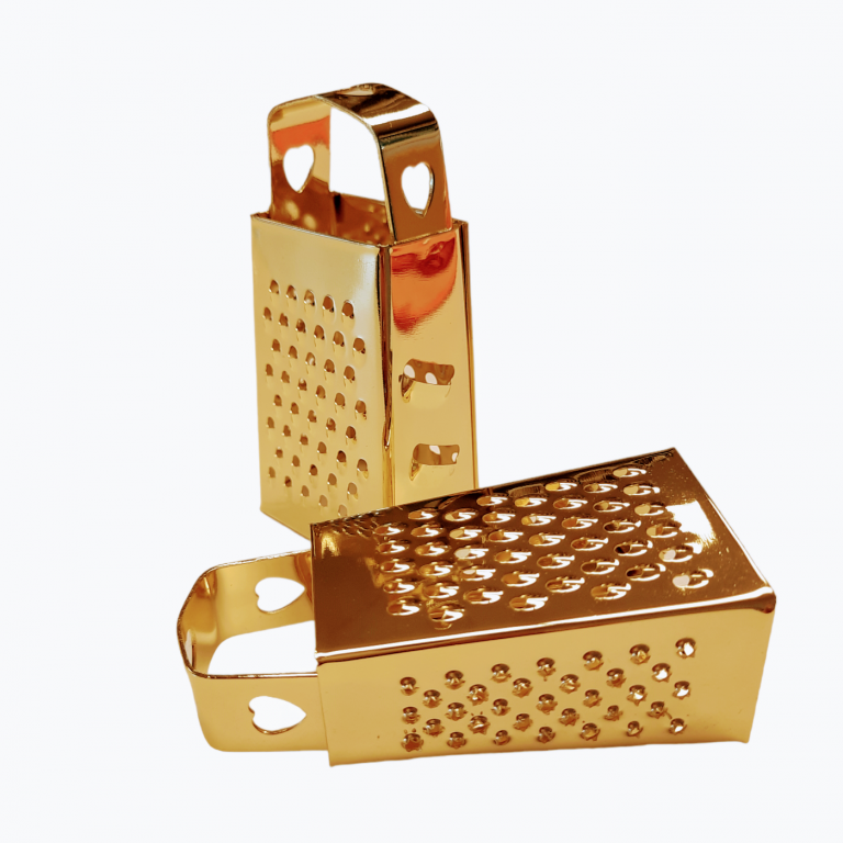 Mini rasp GOUD met hartje 7.5 cm voor amberblokjes