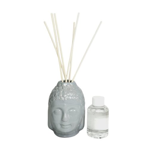 Geurstokjes keramische Buddha 100ml grijs - in cadeauverpakking