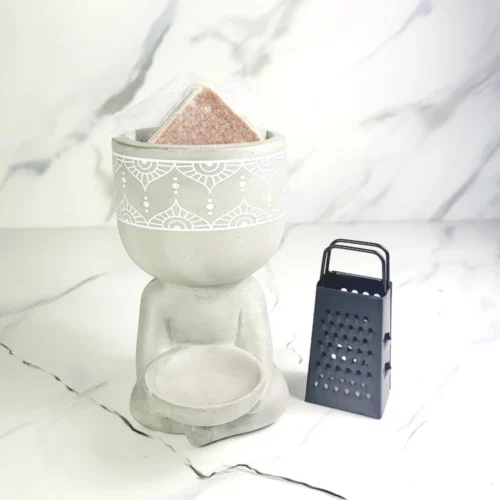 Cadeauset Boeddha, mini rasp en amberblokje
